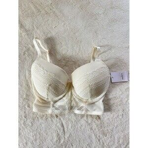 NEW Auden Cream Lace Longline Lightly Lined Bra